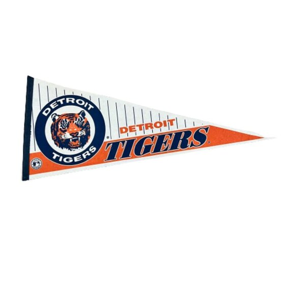 Vintage Detroit Tigers Logo MLB Major League Baseball Felt Pennant Flag - Picture 1 of 6